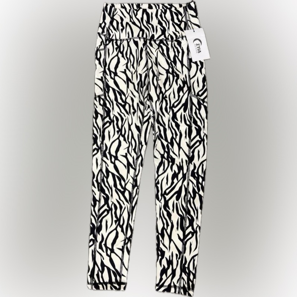 ZYIA Active USA Black and White Zebra-Print Leggings
